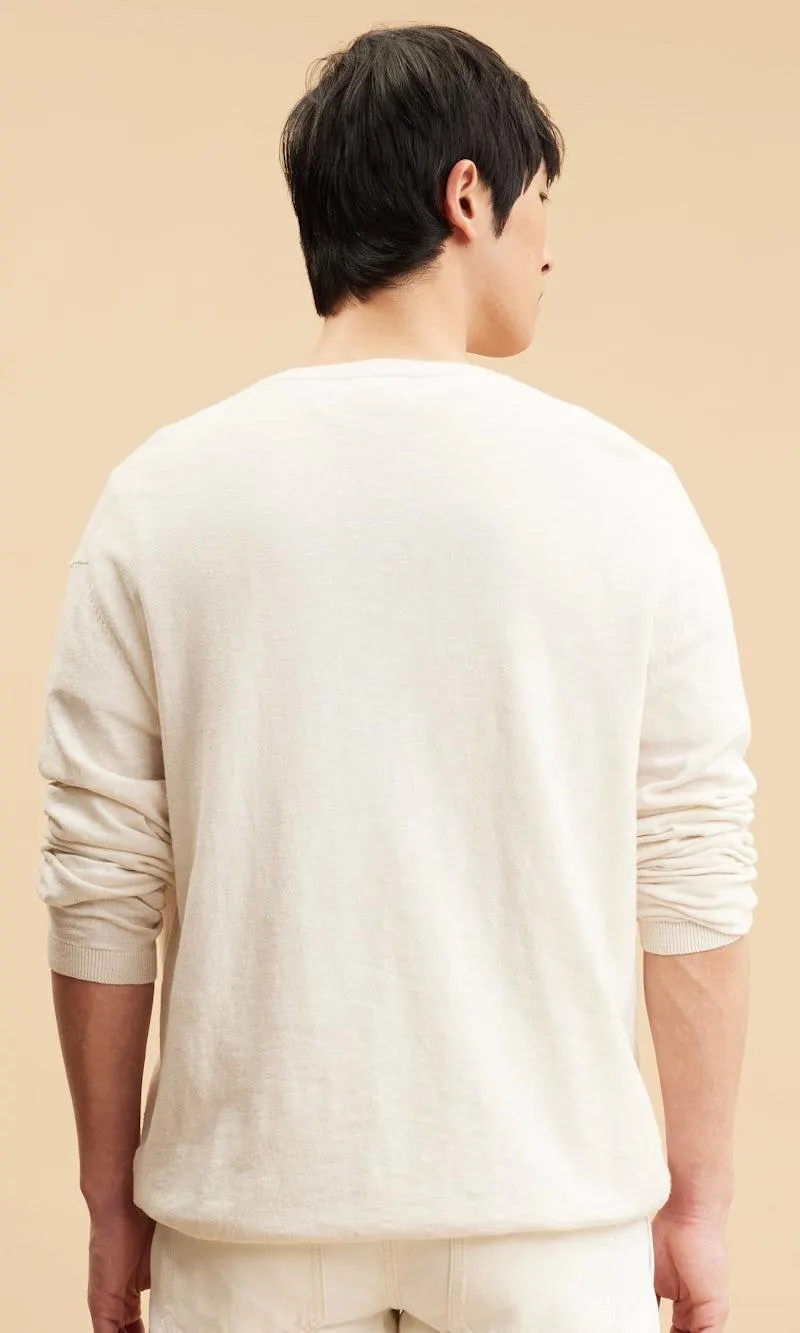 Finstrikket genser i lin og bomull