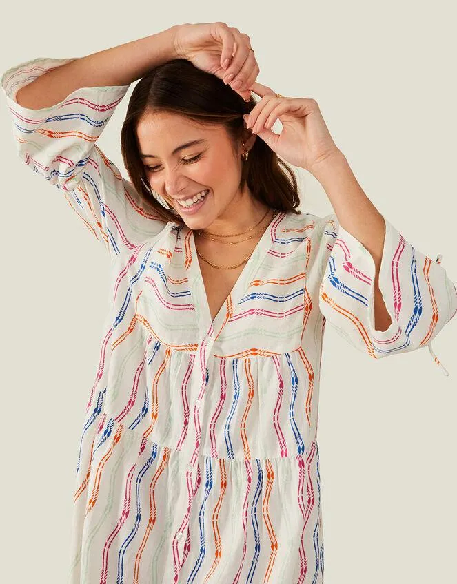 Stripe Flute Sleeve Dress Multi