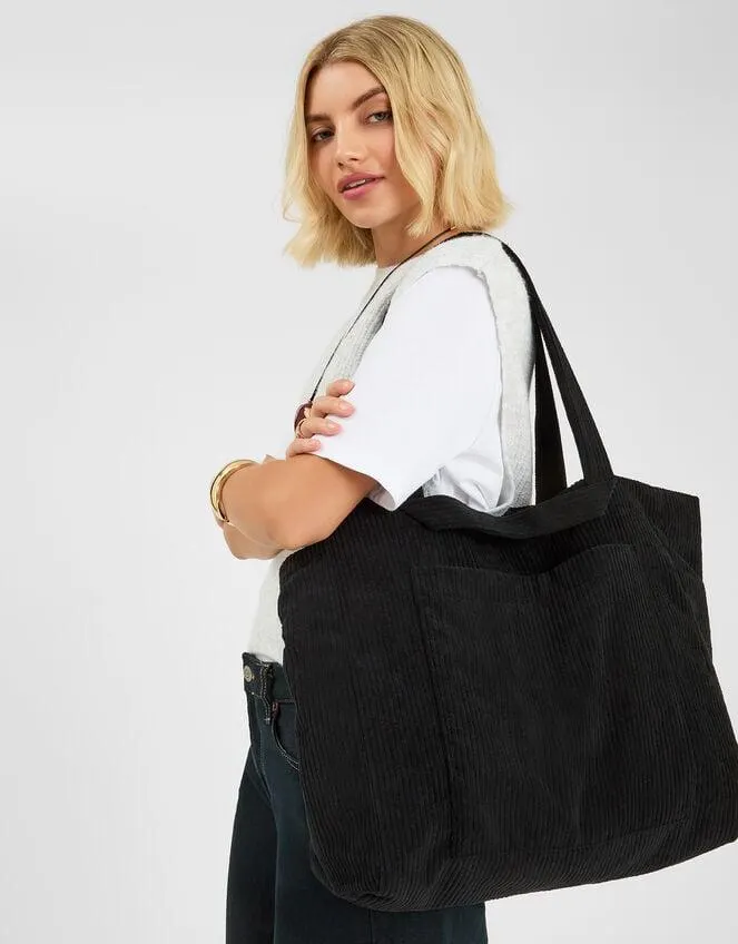 Double Strap Corduroy Shopper Bag