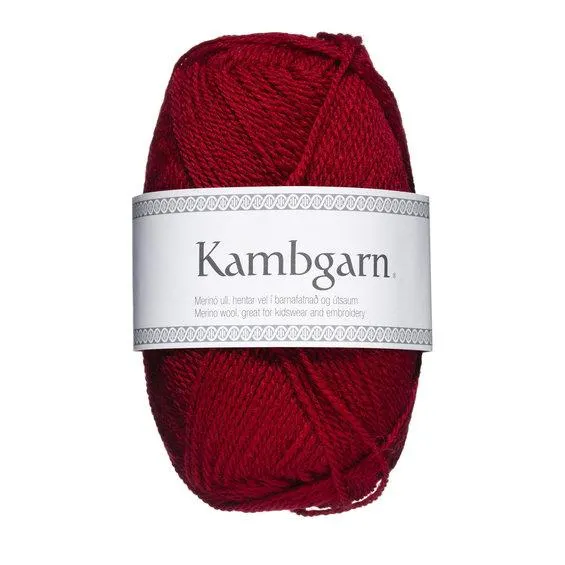Garn Istex Kambgarn 50 g mørkerød – Strawberry 9664