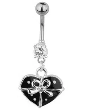 Gift Wrapped Heart Navlepiercing - Svart