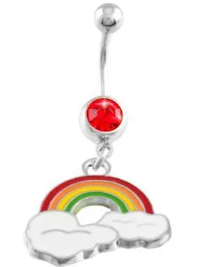 Navlepiercing med Regnbue & Skyer