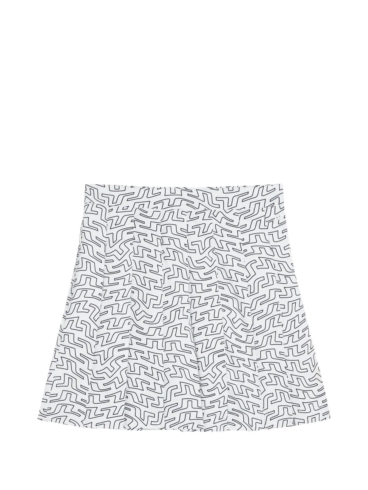 Adina Print Skirt White Outline Bridge Swirl