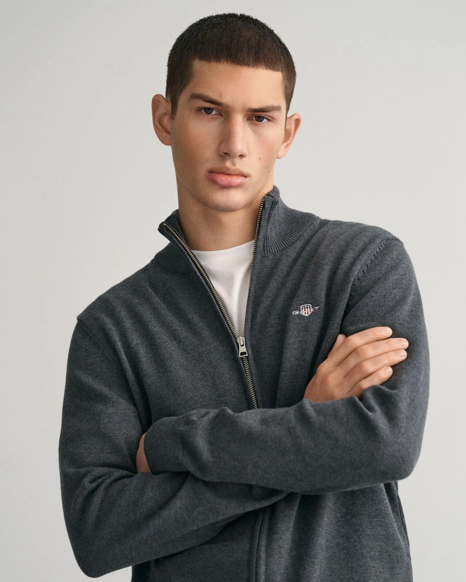 Bomullscardigan med glidelås