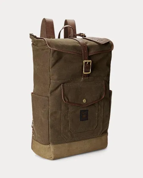 Leather-Trim Canvas Backpack