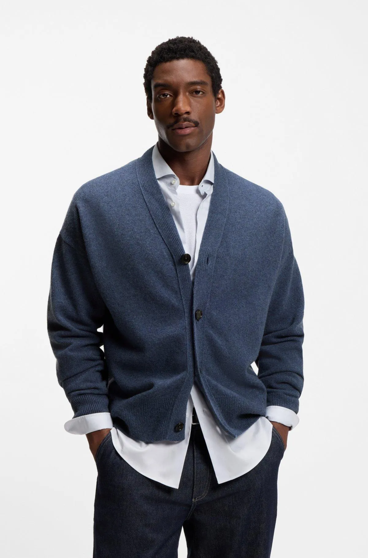 Relaxed-fit cardigan in virgin wool