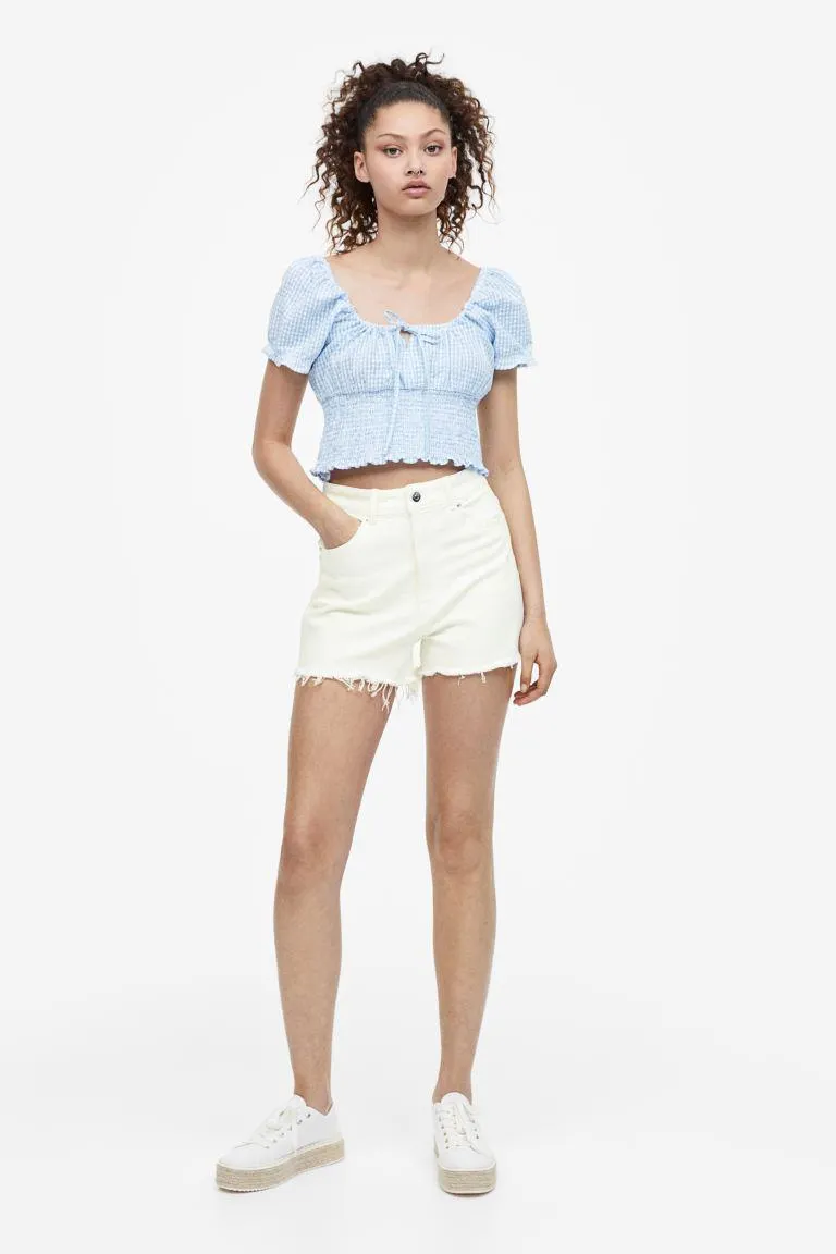 Shorts i denim med høy midje