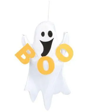 Hengende Spøkelse Dekorasjon med "BOO" Tekst 70 cm