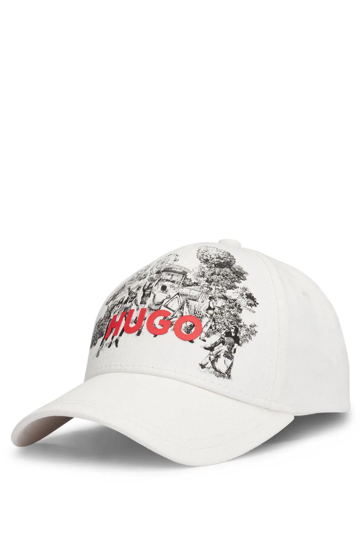 Cotton-twill five-panel cap with seasonal artwork
