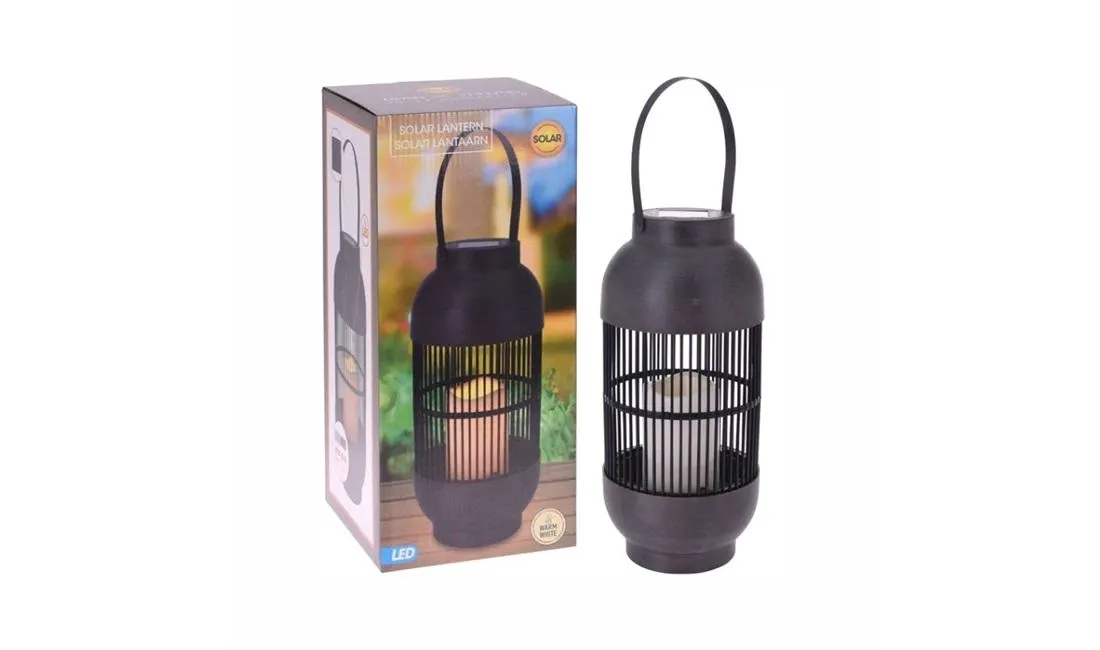 Lanterne med solpanel LED 33cm Sort