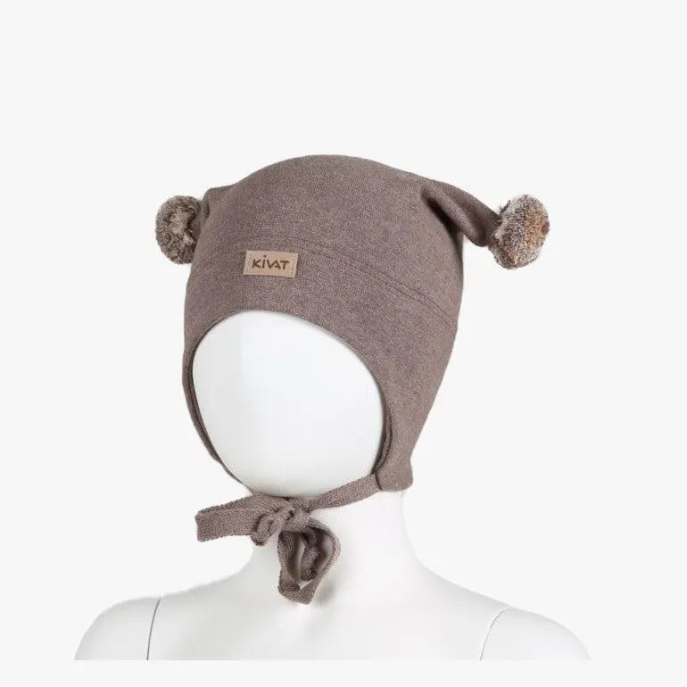 Knytelue med vindstopper, brunmelert