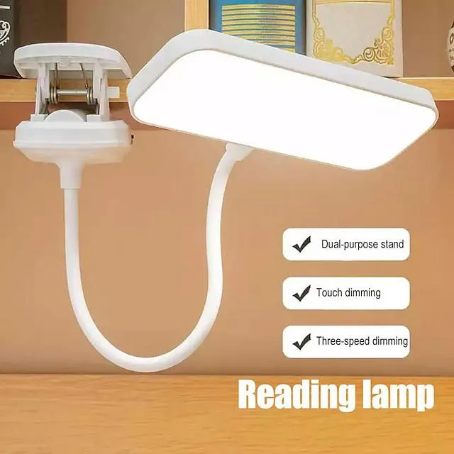 Lámpara de escritorio led plegable flexible con control táctil, enchufe usb, luces nocturnas para dormitorio, trabajo de atenuación, estudio, lectura, lámparas de mesa con clip para protección de ojos
