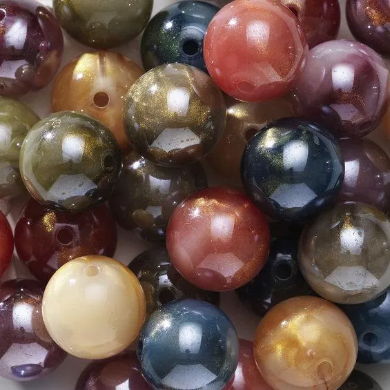 Skikkelig store, iriserende og gnistrende akrylperler, 30 stk. Ø20 mm