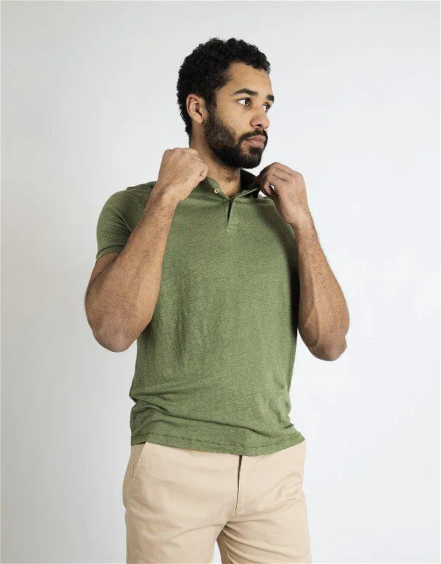 Green linen polo grønn lin t-skjorte