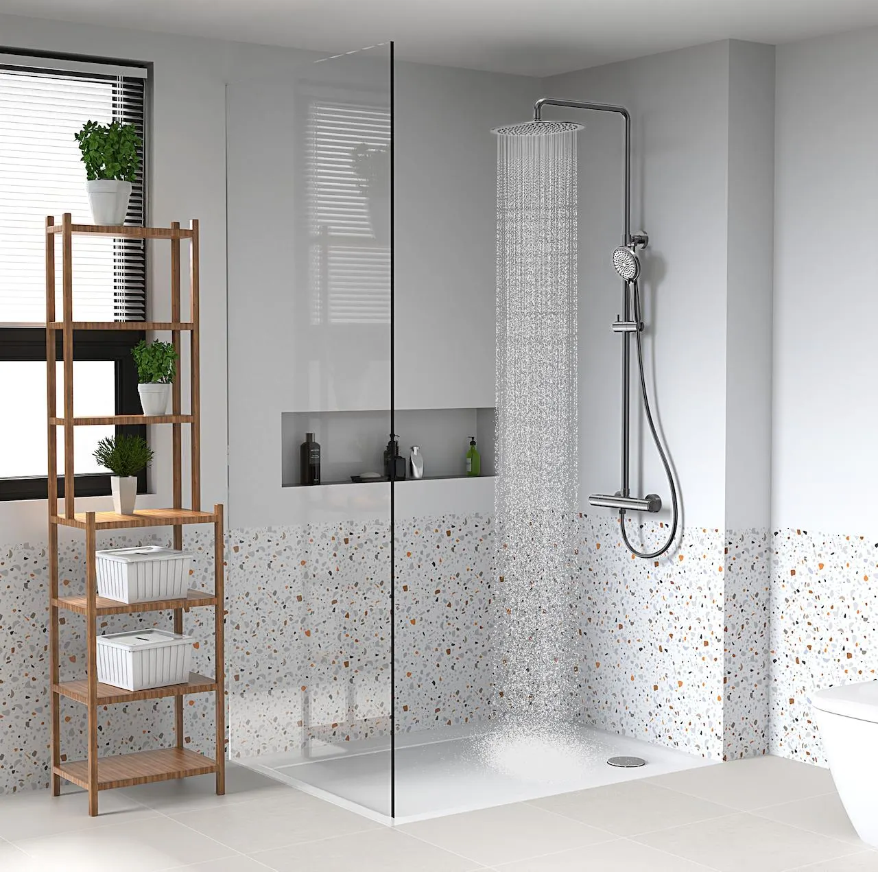 Celeste ely dusjsett børstet granittgrå m/dusjtermostat