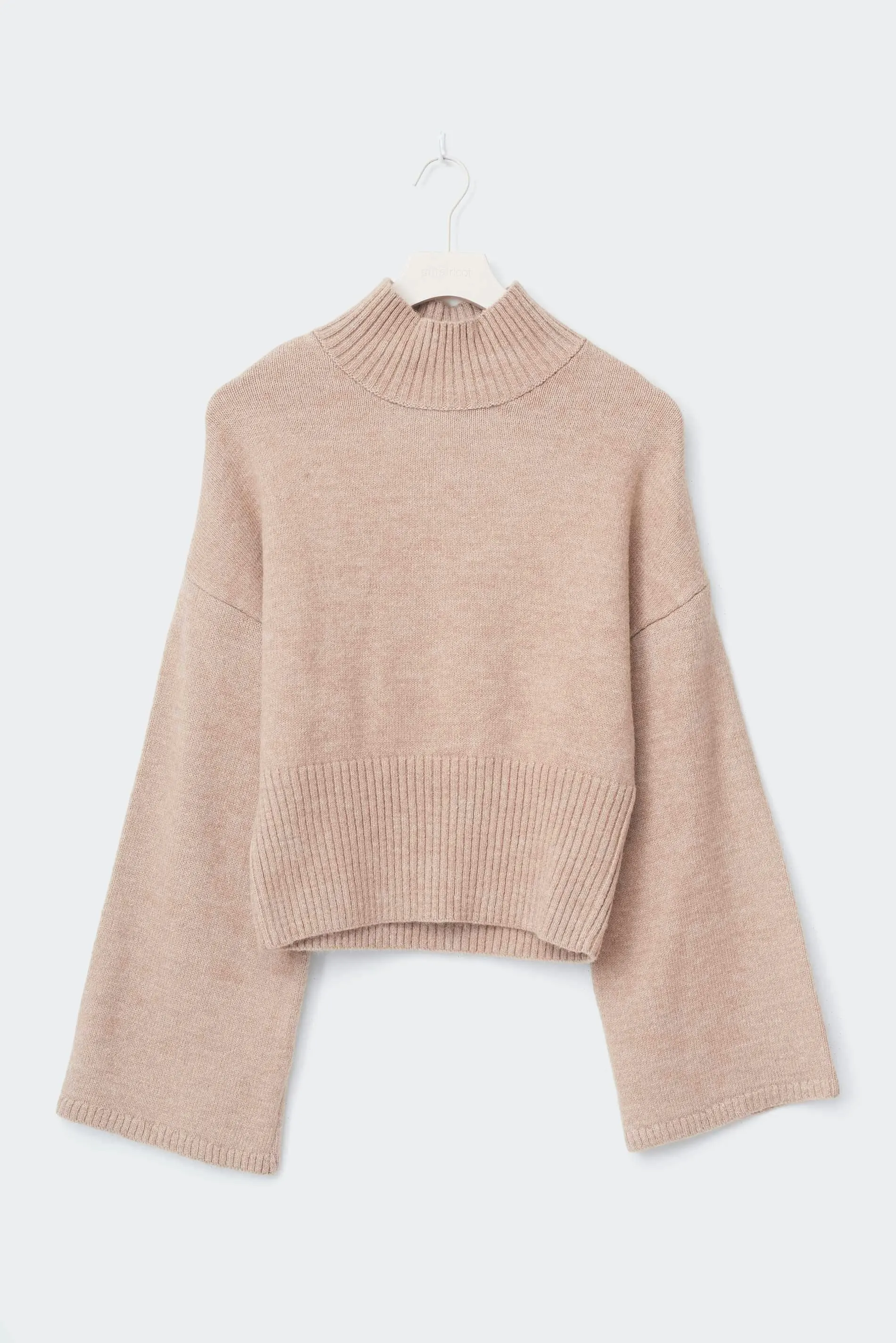 Funnel neck knitted sweater