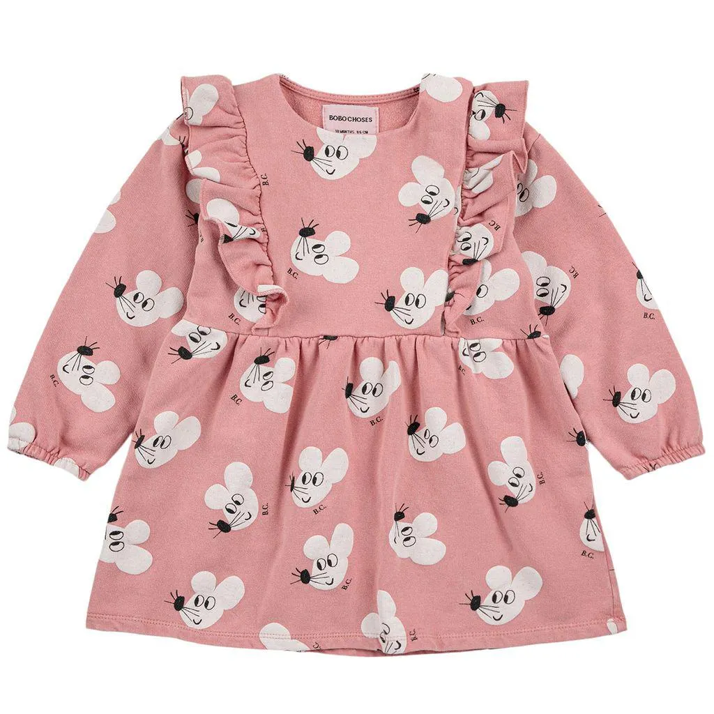 Mouse Mønstret Kjole Lakserosa