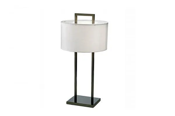 Bord lampe Aruba H70cm Rund 2 pinner sort hvit skjerm