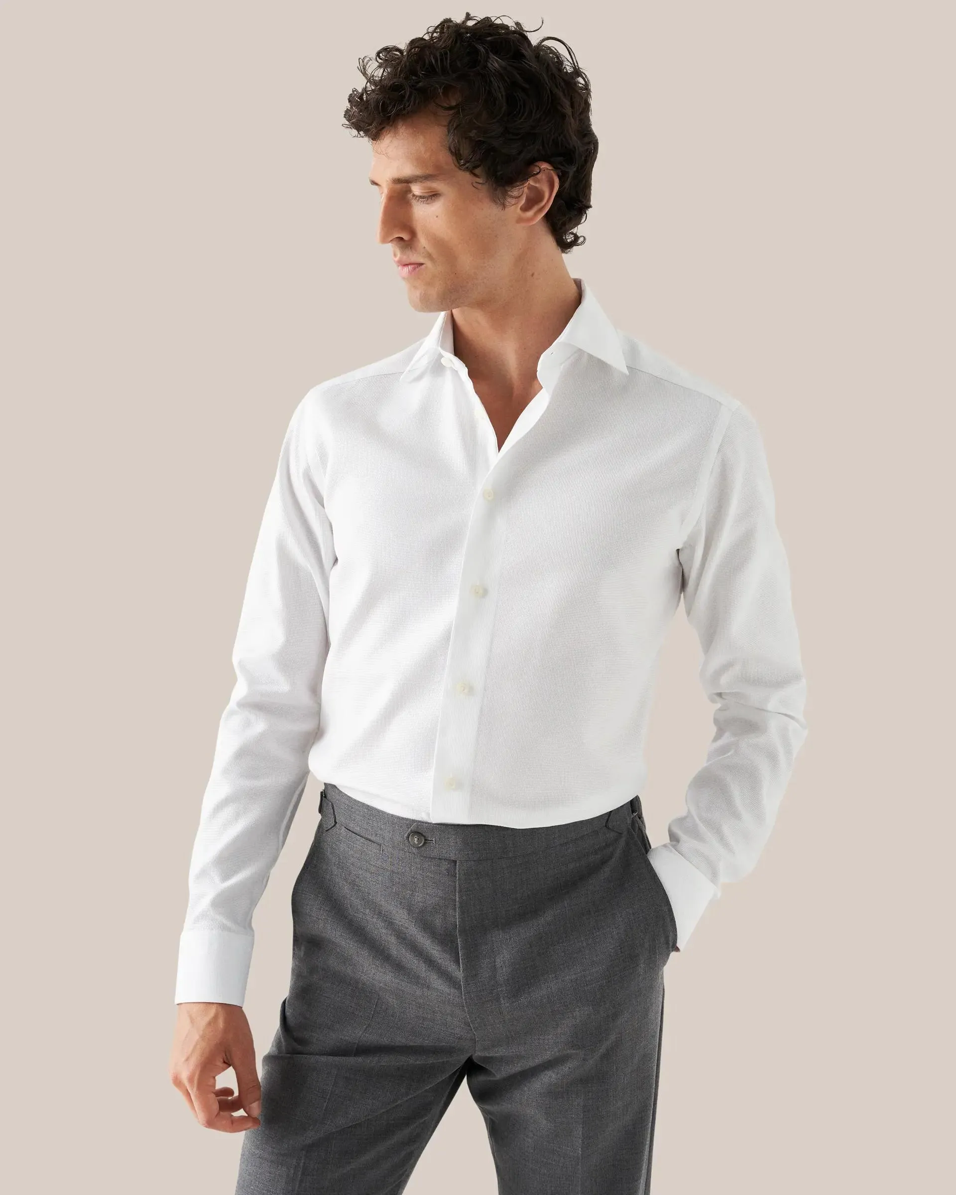 White Cotton & TENCEL™ Lyocell Stretch Shirt