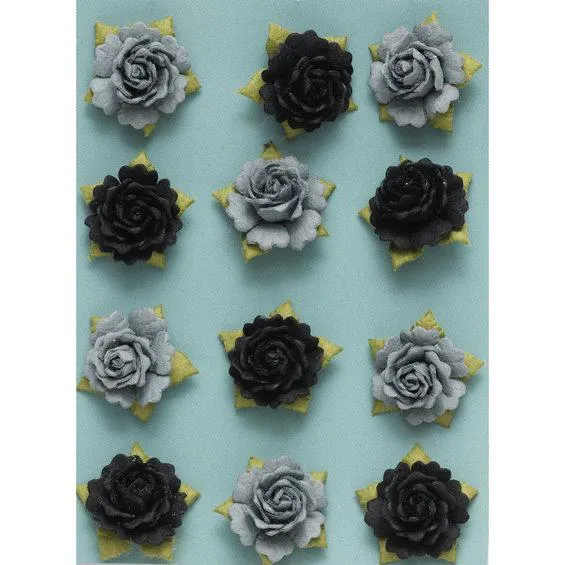 Små 3D-roser 12 stk. svart