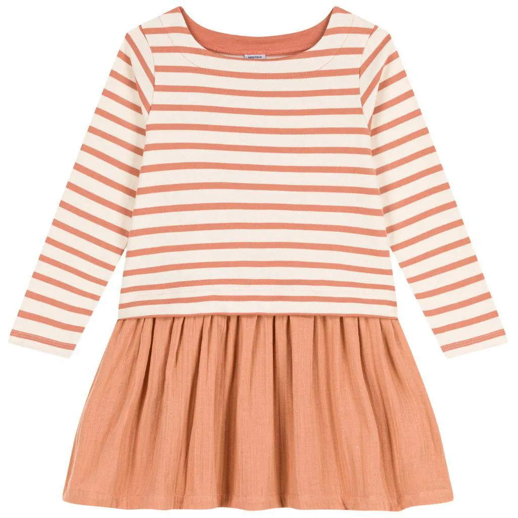 Stripete Kjole Ferskefarget