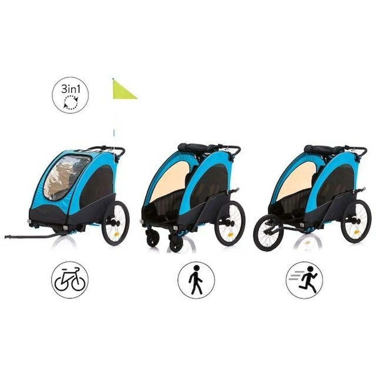 Fillikid | Rhino Sykkelvogn 3in1 | Blå