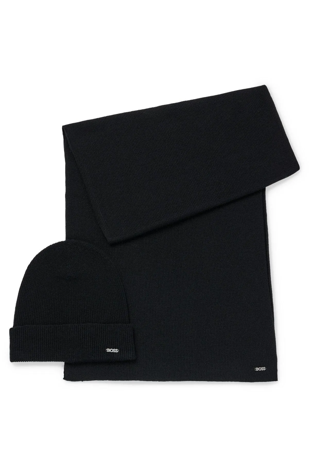 Ribbed scarf and beanie hat gift set