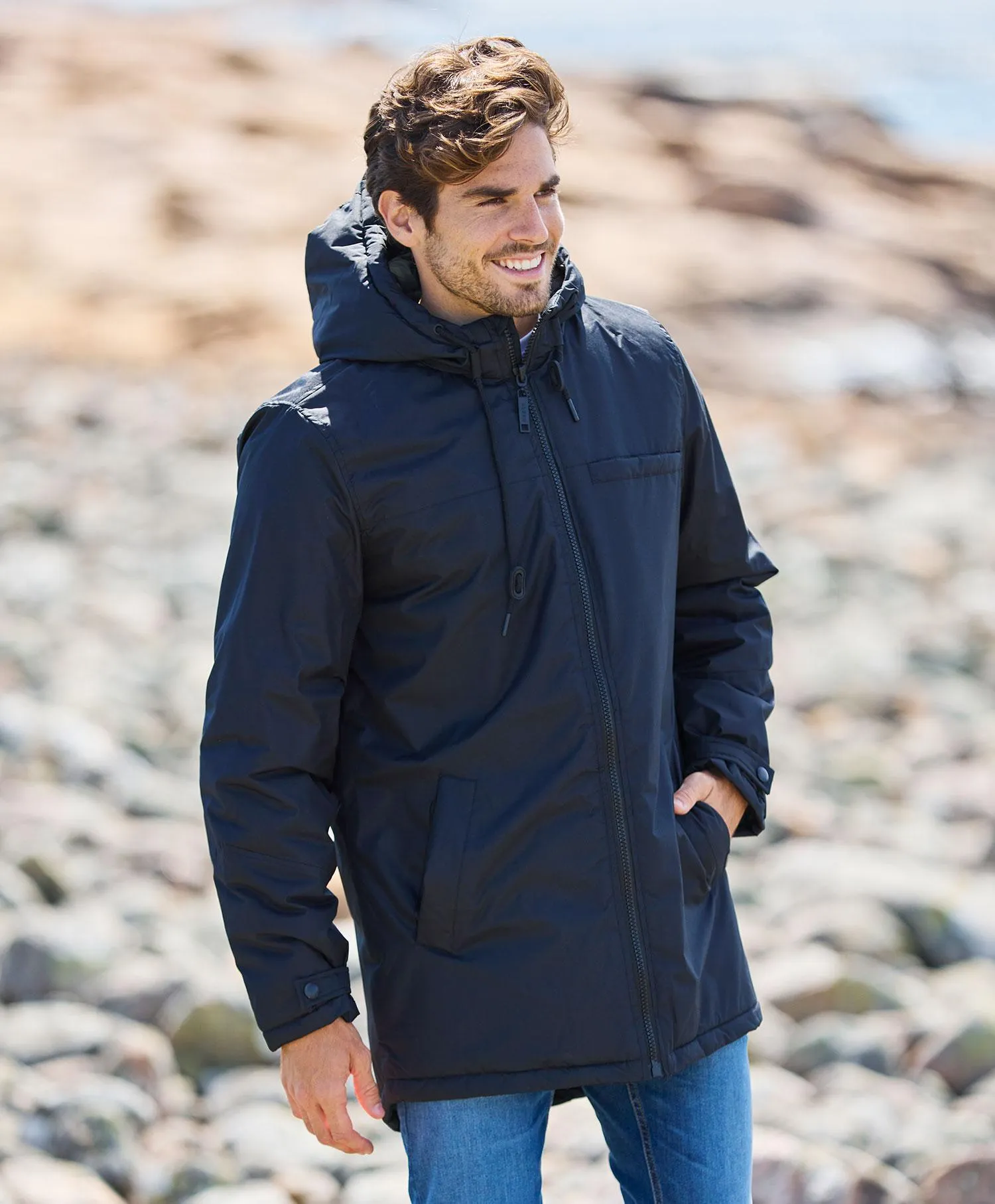 Blend vattert Coatjakke med hette