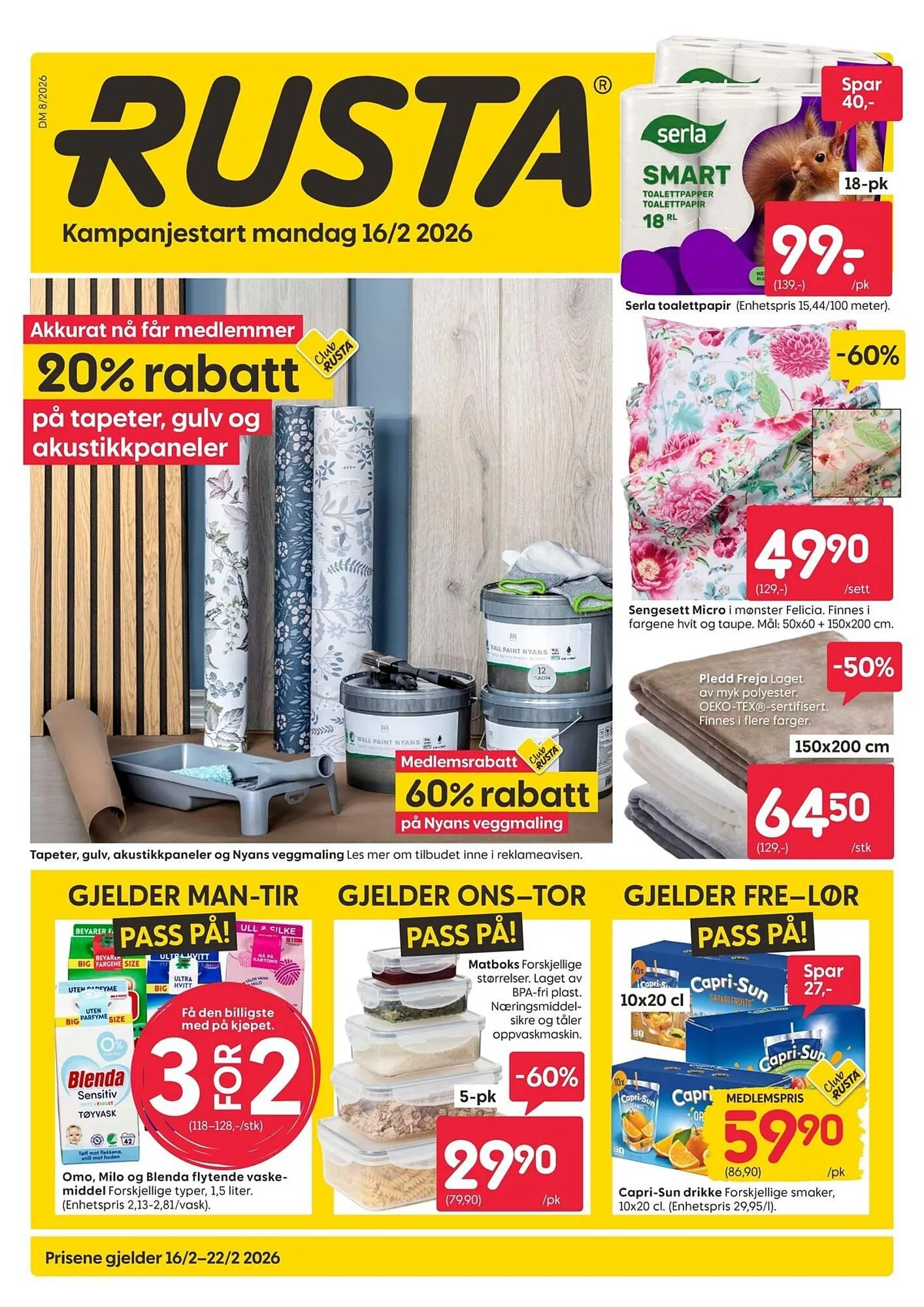 Rusta kundeavis fra 16. februar til 22. februar 2026 - kundeavisside 1