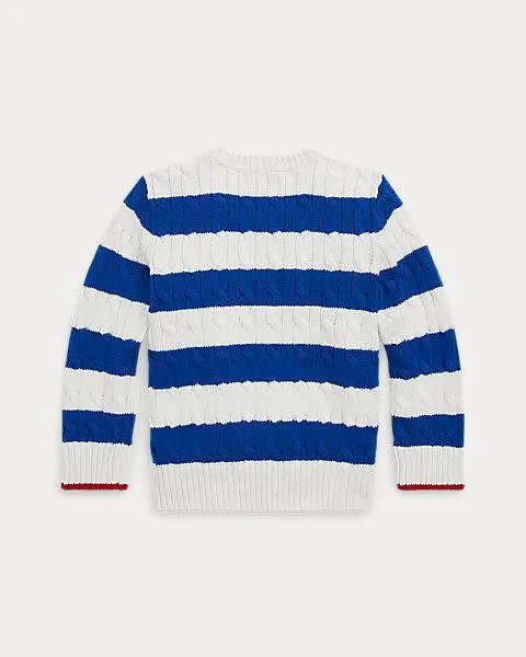 Striped Cable-Knit Cotton Jumper
