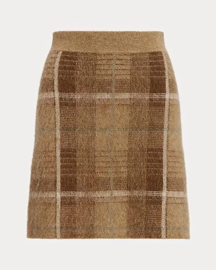 Plaid Alpaca-Blend Miniskirt