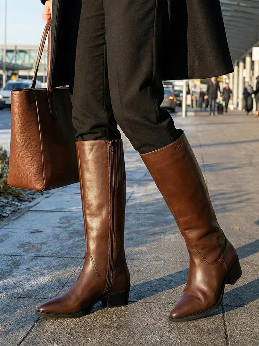 Lucca High Leather Western Boot Brown