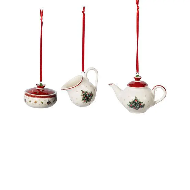 Toy's Delight Decoration ornaments coffee set, white/red, 3 pieces, 6.3 cm