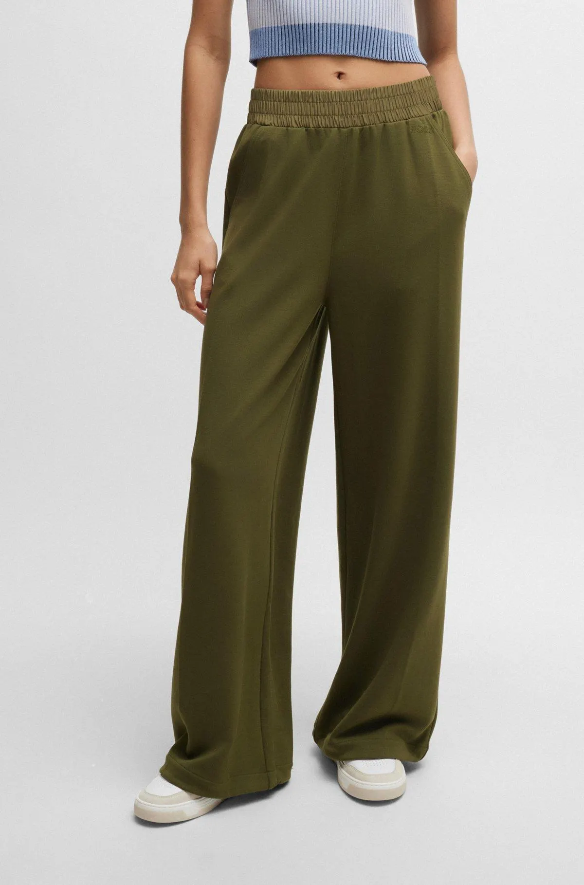 Wide-leg trousers in stretch fabric