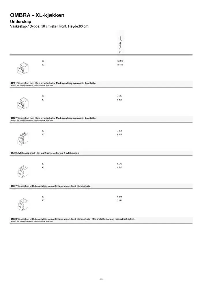 kvik kjøkken Prisliste. fra 1. januar til 31. desember 2025 - kundeavisside 429