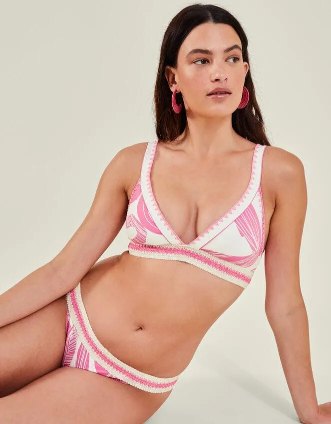 Squiggle Print Bikini Top Pink