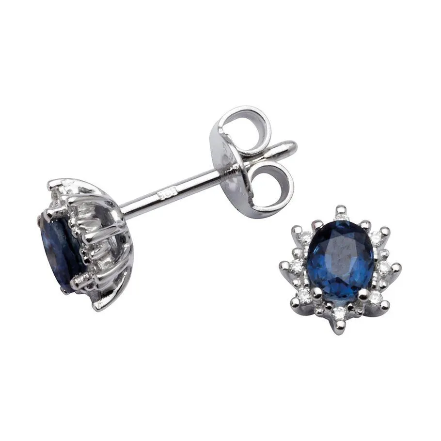 Rosettøredobber Safir 585 Hvitt Gull 0,050 ct