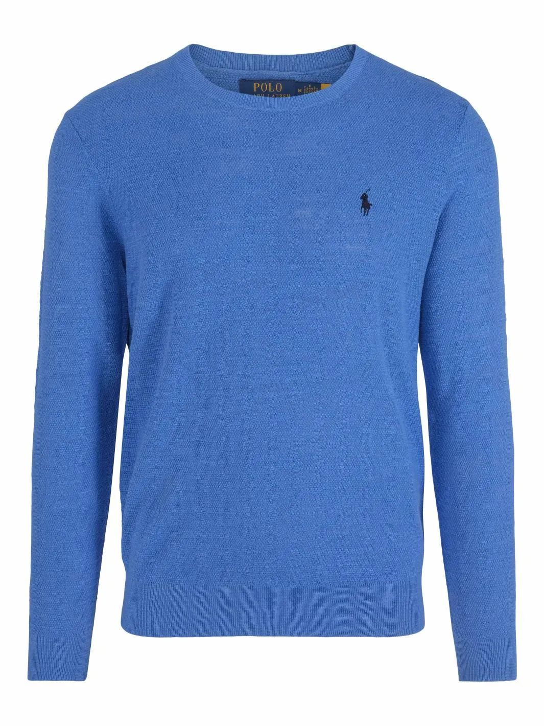 COTTON-LINEN CREWNECK SWEATER Blå