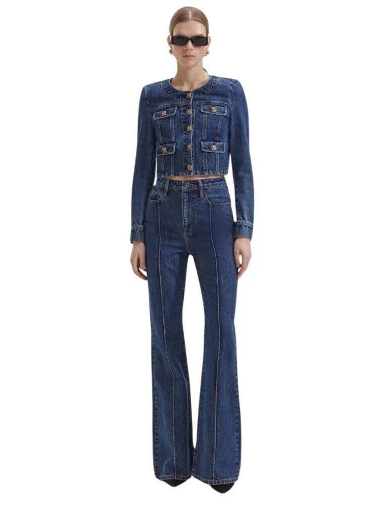 Buttoned Denim Jacket – Blå