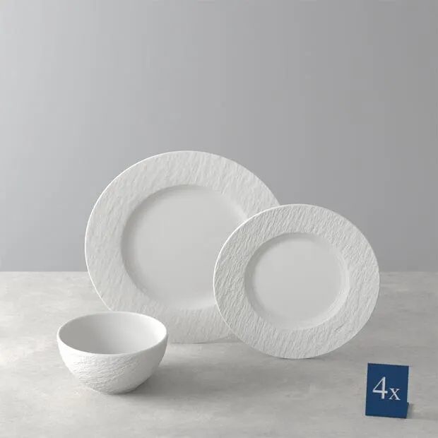 Manufacture Rock blanc Plate set, 12 pcs, 4 people