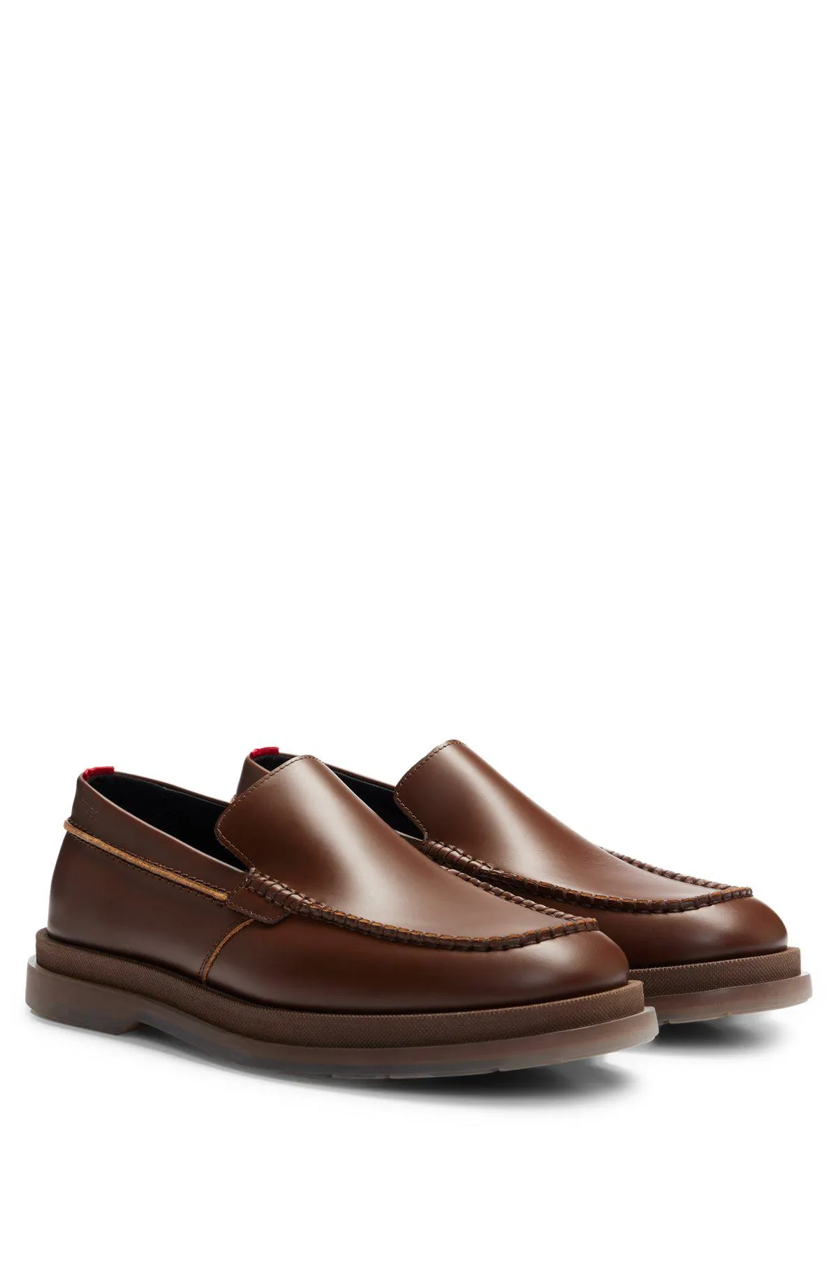 Leather loafers with translucent rubber sole
