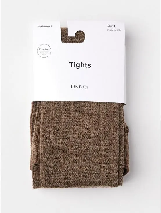 Fiskebensmønstret strømpebukse i ullblanding