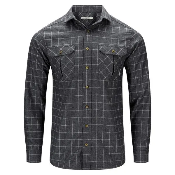 reborn woolshirt M's Grid Slate/Light Grey