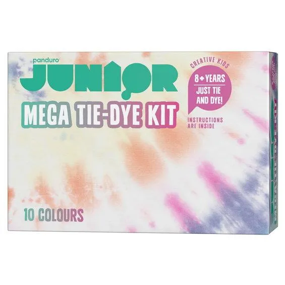 Tie-Dye-kit for barn med 10 farger, 60 gummistrikker og 6 par hansker