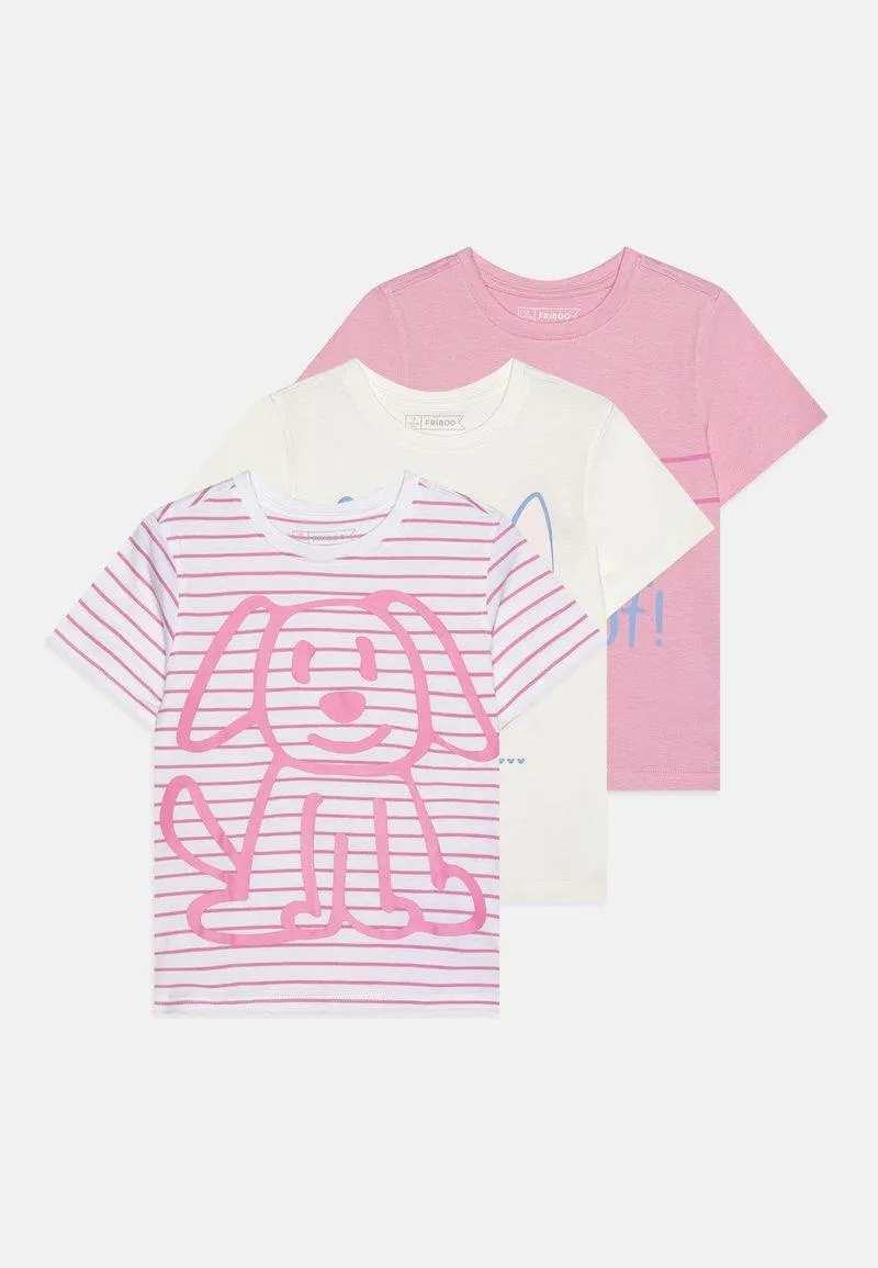 3 PACK - T-shirts med print - light pink/white