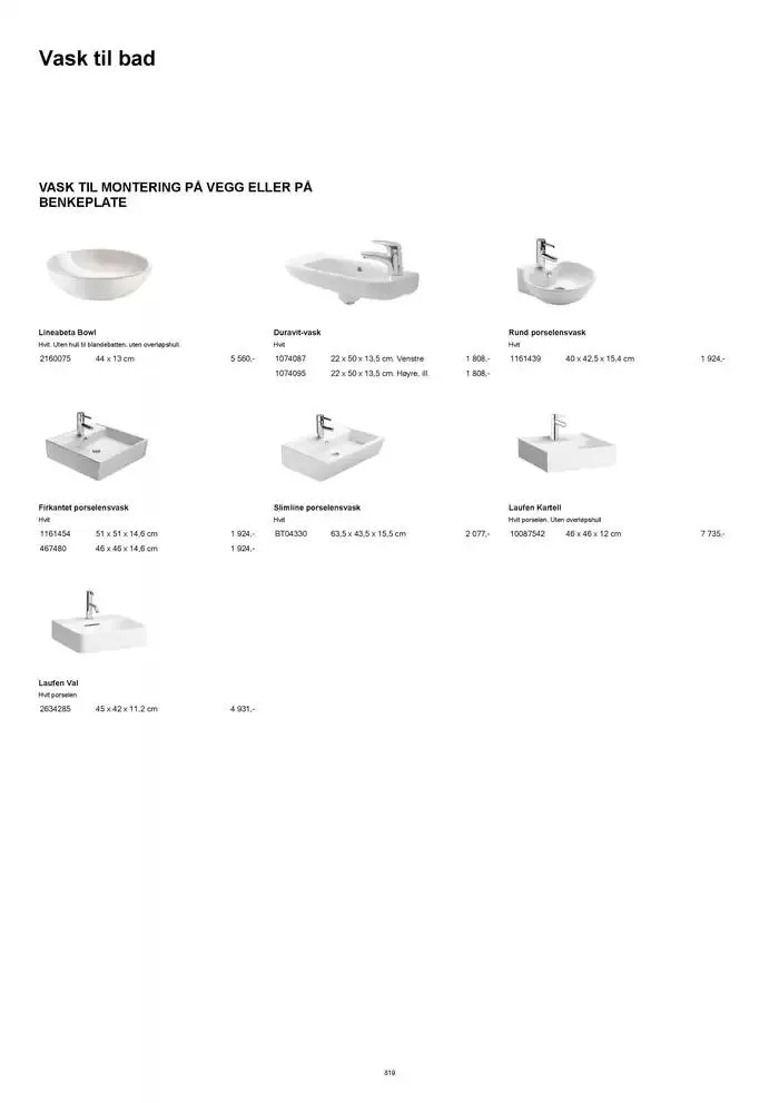 kvik kjøkken Prisliste. fra 1. januar til 31. desember 2025 - kundeavisside 819