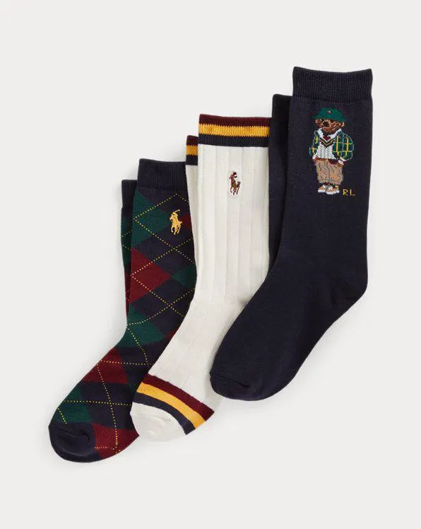 Polo Bear Crew Sock 3-Pack