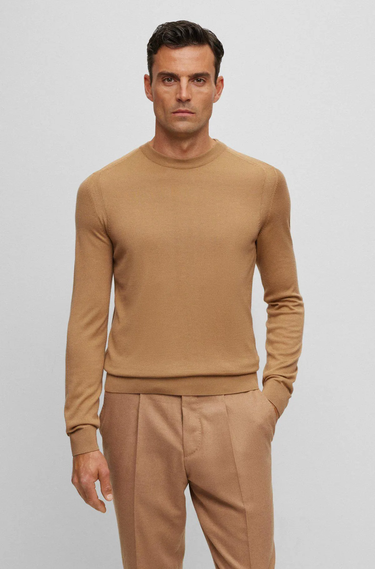 Regular-fit sweater in wool, silk and cashmere