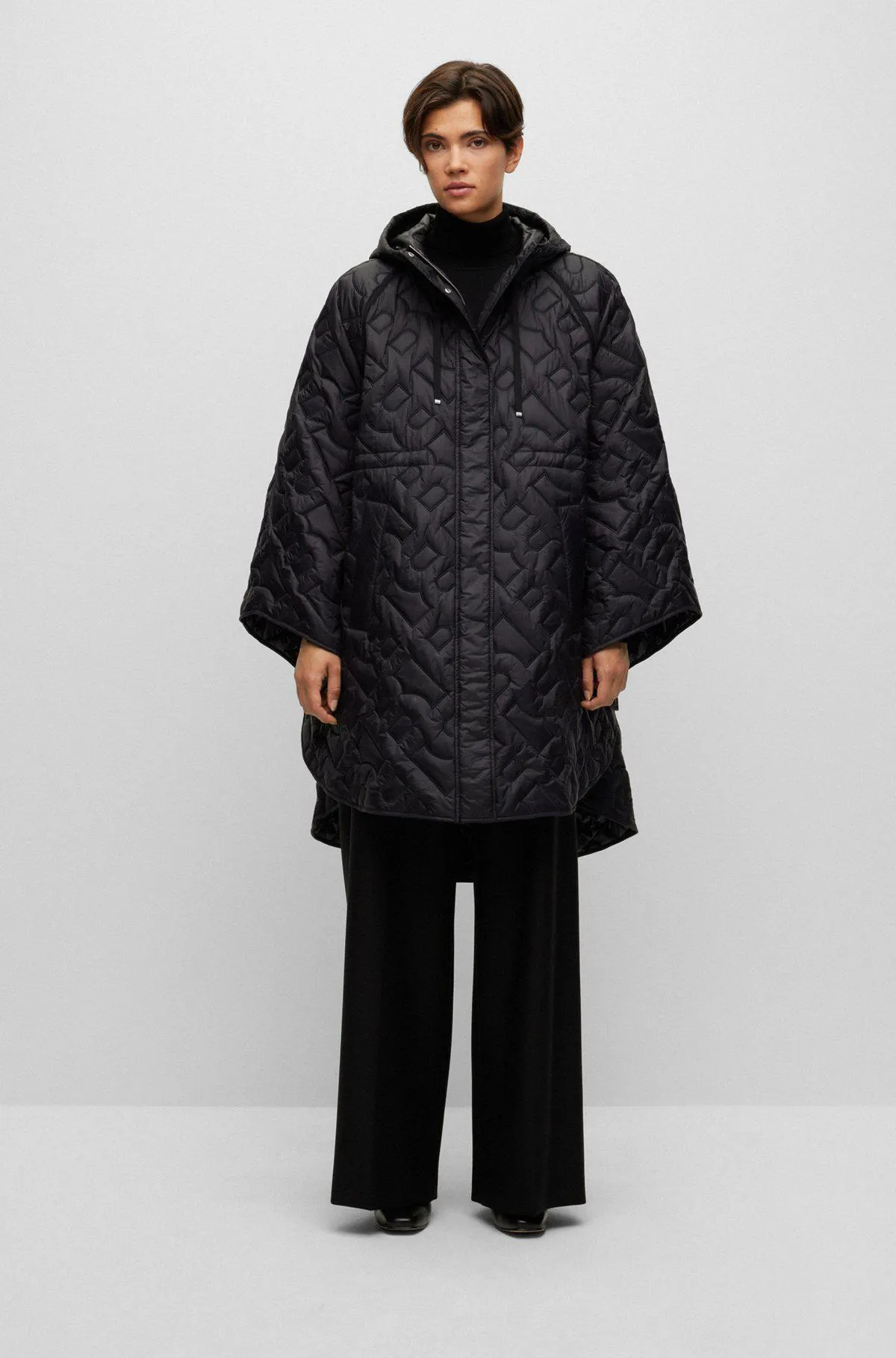 Oversized-fit poncho with monogram quilting