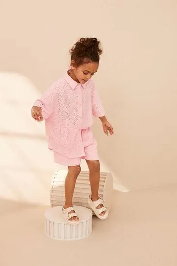 Textured Shirt And Shorts Set (3-16yrs)